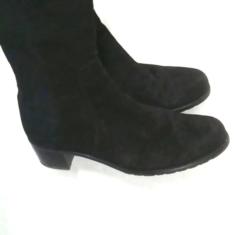🧵Stuart Weitzman 50/50 Over-The-Knee Suede + Stretch Boot Black Size 7M